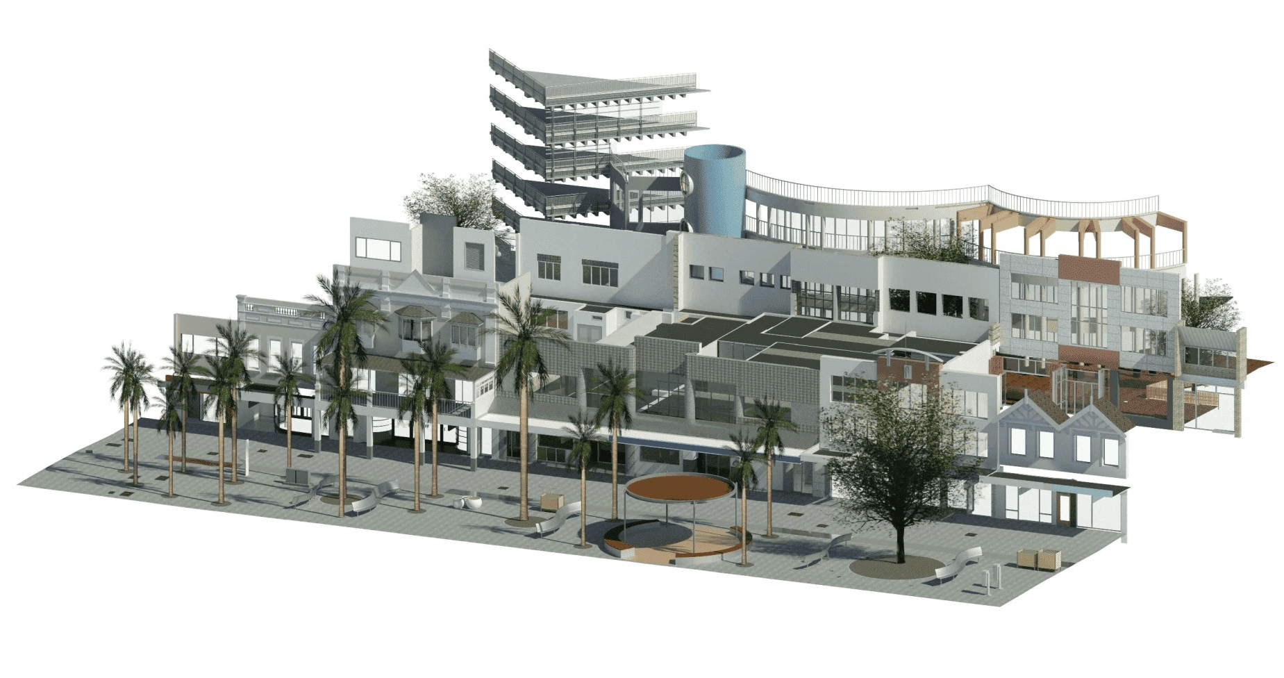 Rendered Plans Of A Building In The Corso