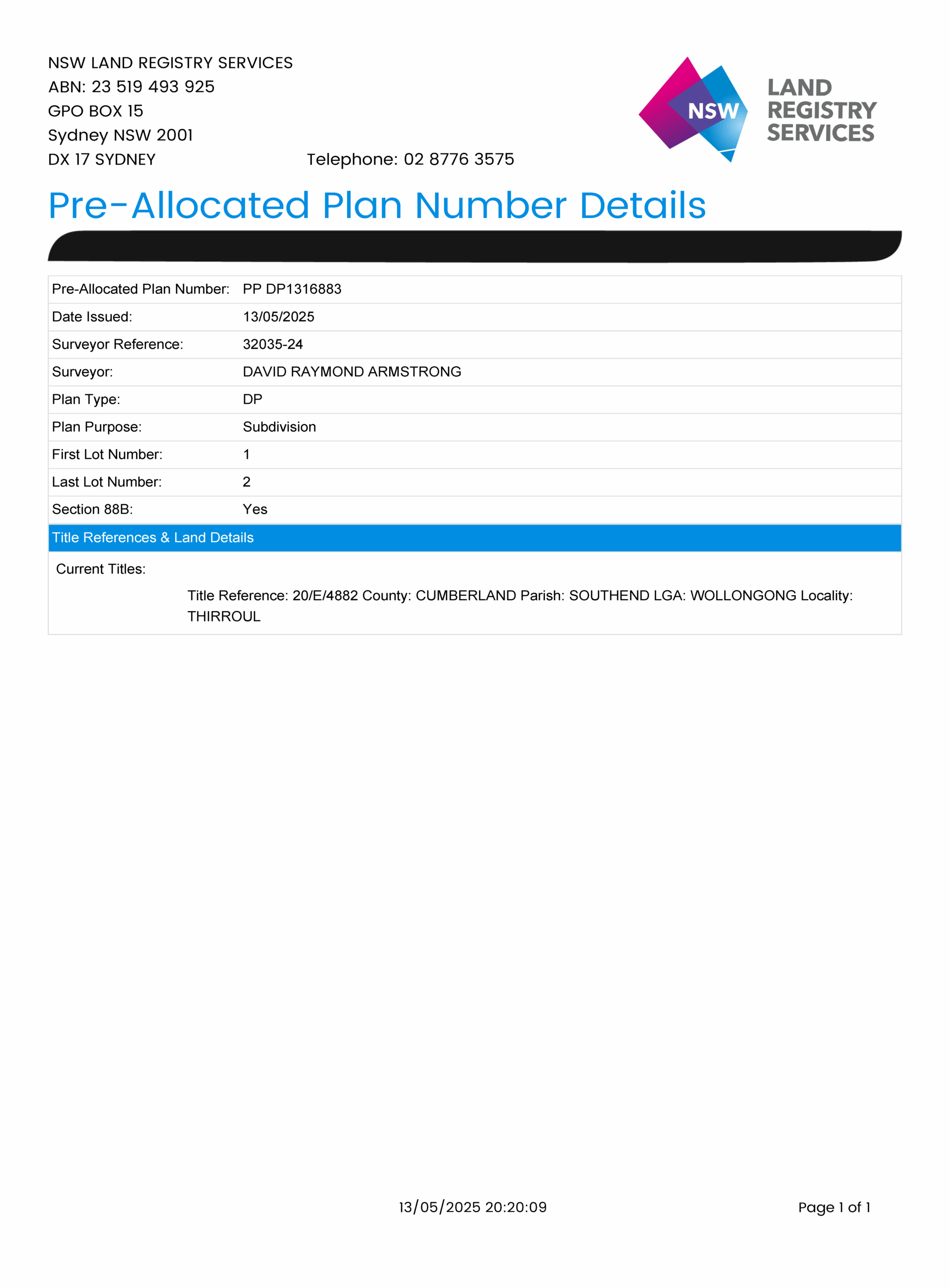 Preallocated Plan Number, Ppn, By C&Amp;A Surveyors