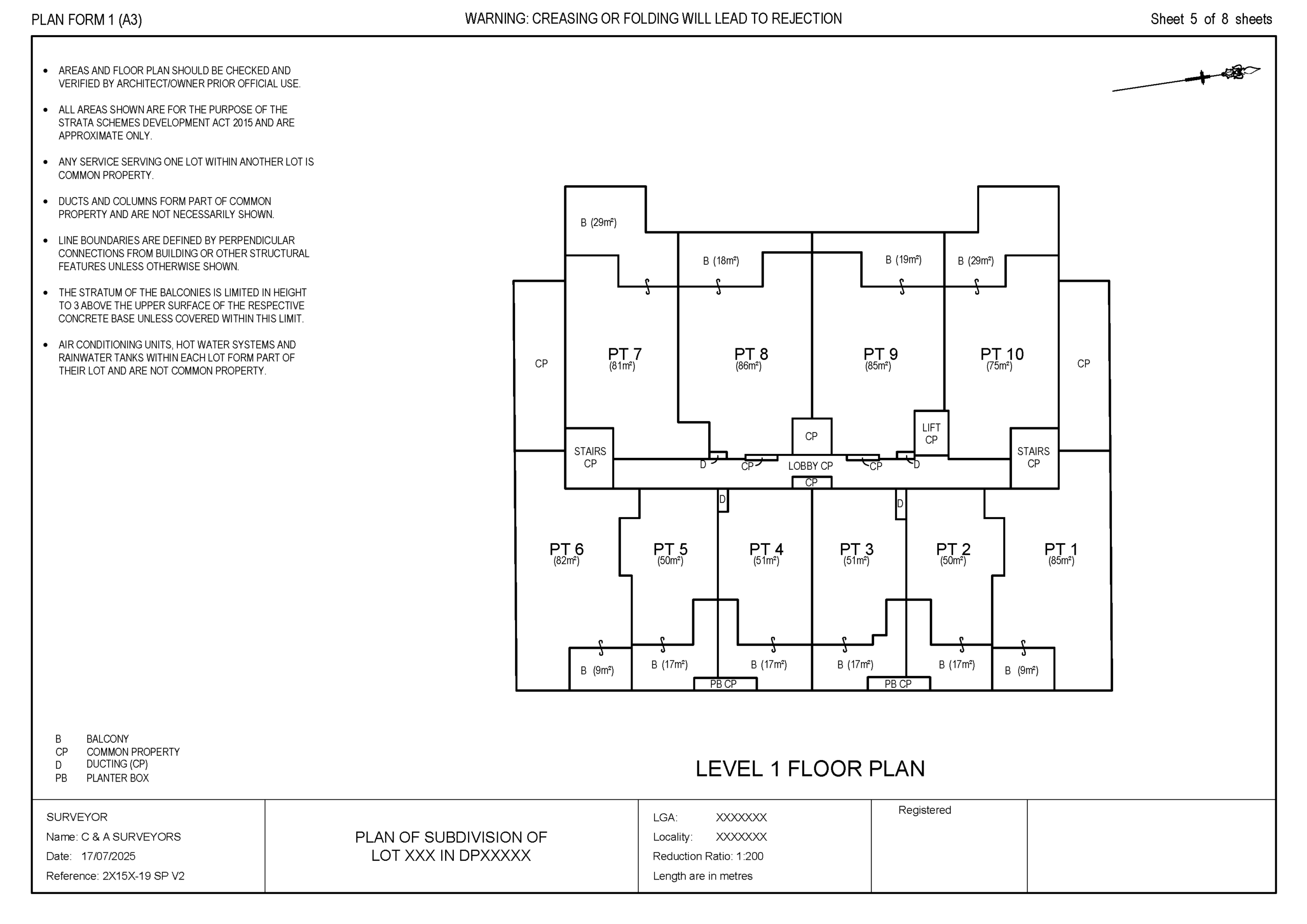 Preliminary Strata Plan By C&Amp;A Surveyors